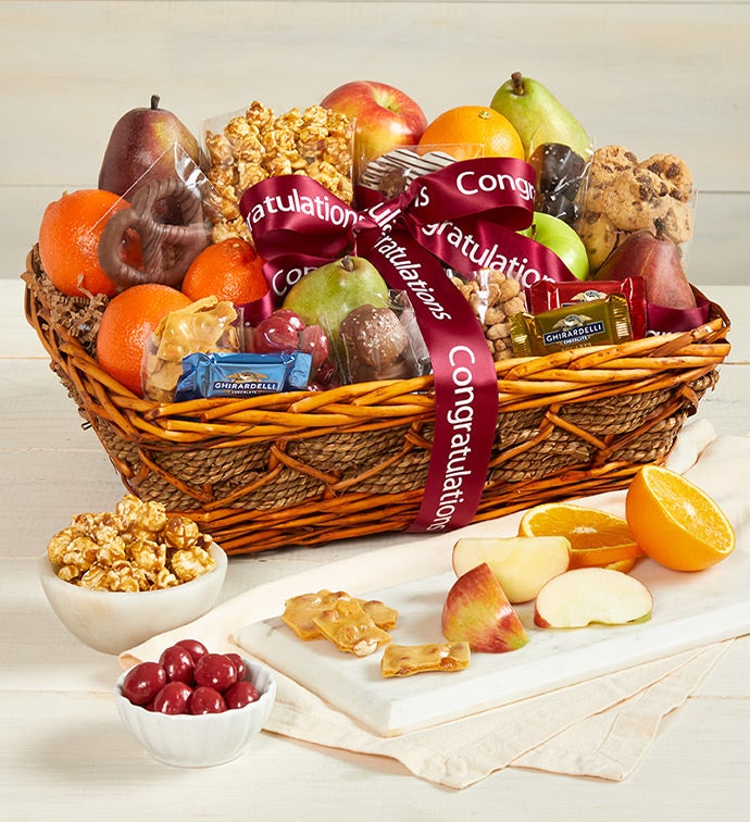 Congratulations Fruit & Sweets Gift Basket
