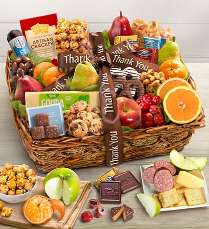 Thank You Fruit & Sweets Gift Basket Deluxe