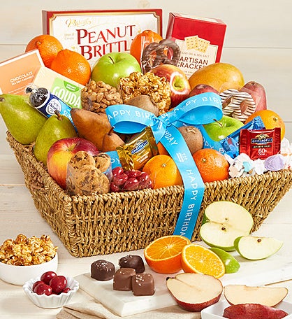 Happy Birthday Fruit & Sweets Gift Basket