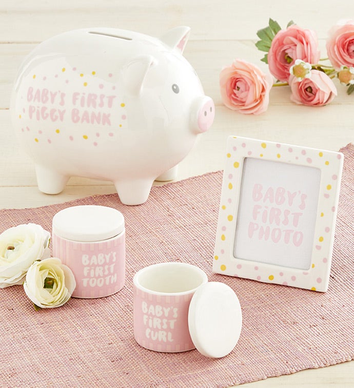 Classic Pink Baby's Firsts Keepsakes Set