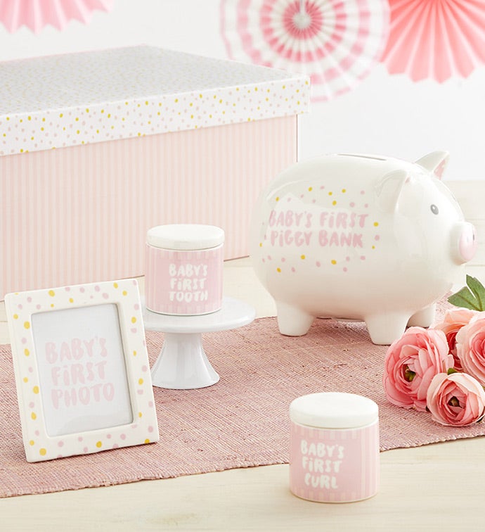 Classic Pink Baby's Firsts Keepsakes Set