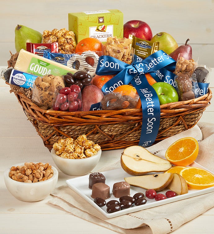 Feel Better Fruit & Sweets Gift Basket Deluxe