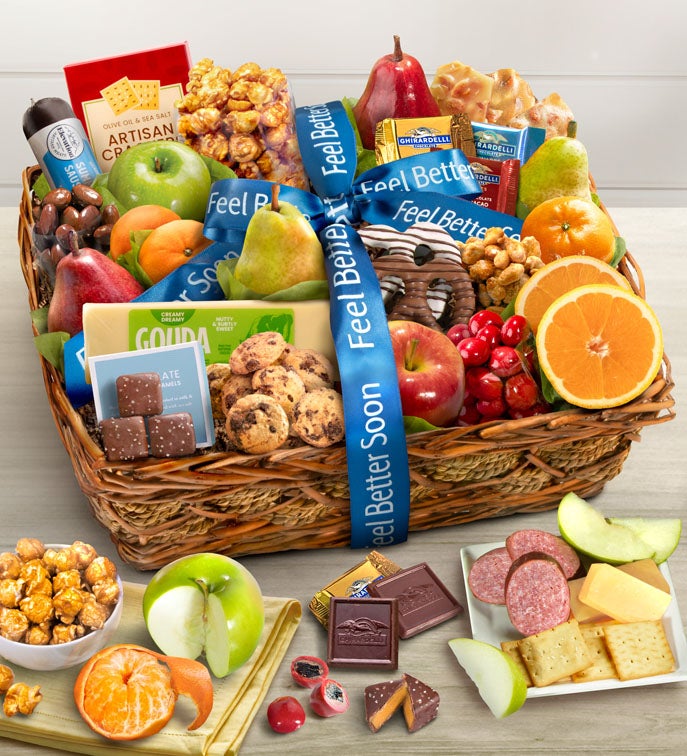 Feel Better Fruit & Sweets Gift Basket Deluxe