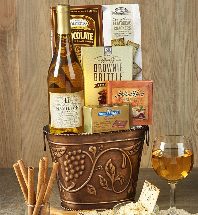 Grapevine White Wine & Cheese Gift Basket