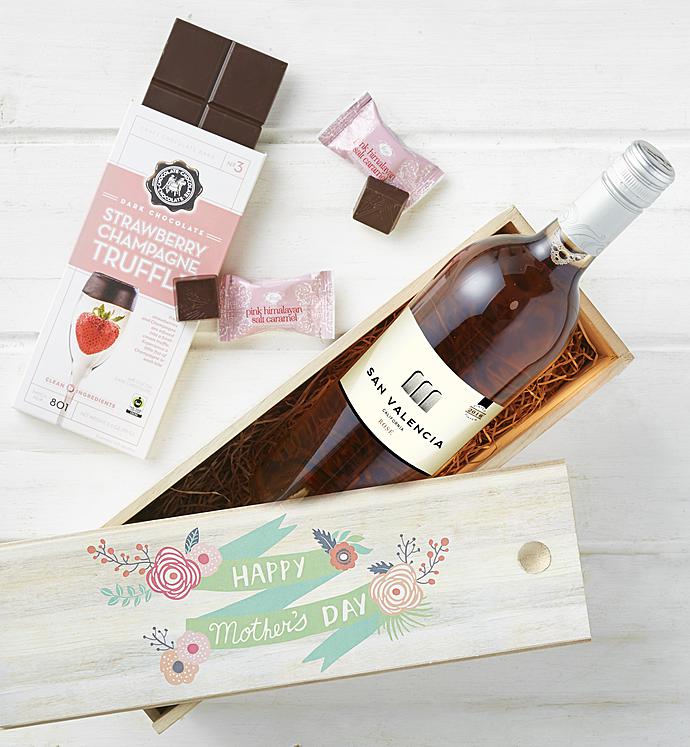 Mothers Day Rosé Wine and Chocolate Crate