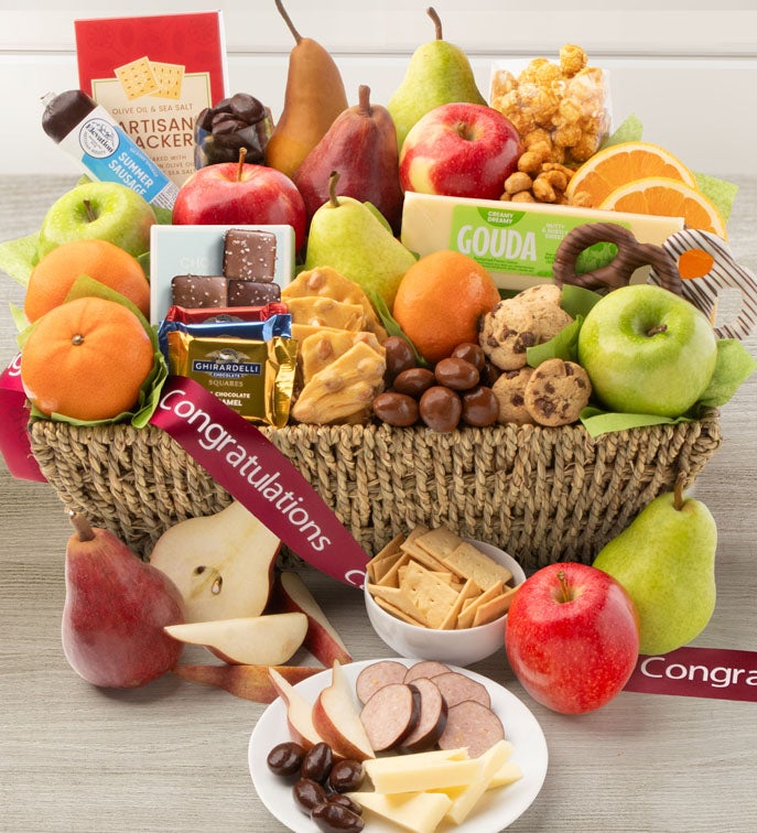 Congrats Fruit & Sweets Gift Basket Grande