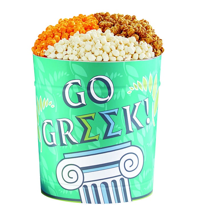 The Popcorn Factory 3.5G Greek Tin   3 Flavors