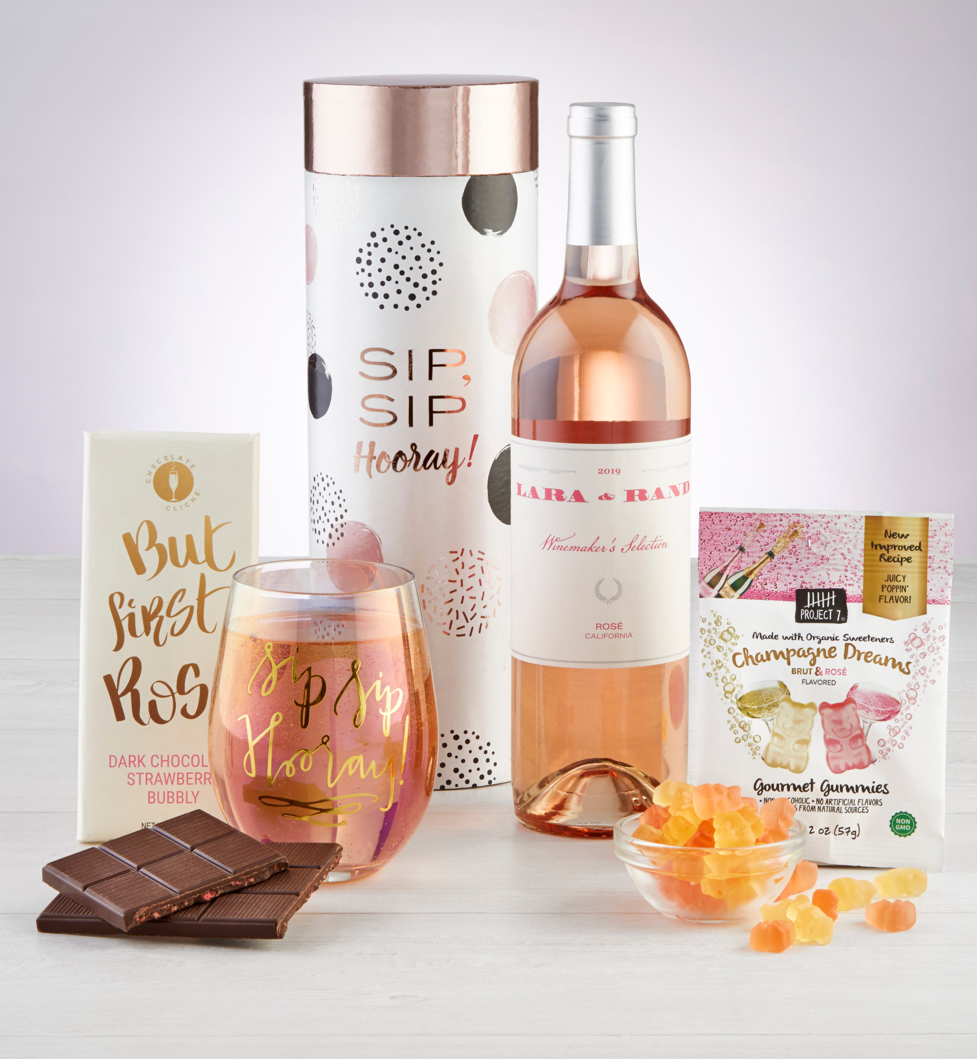 Sip Sip Hooray Rosé Wine & Glass Gift Set