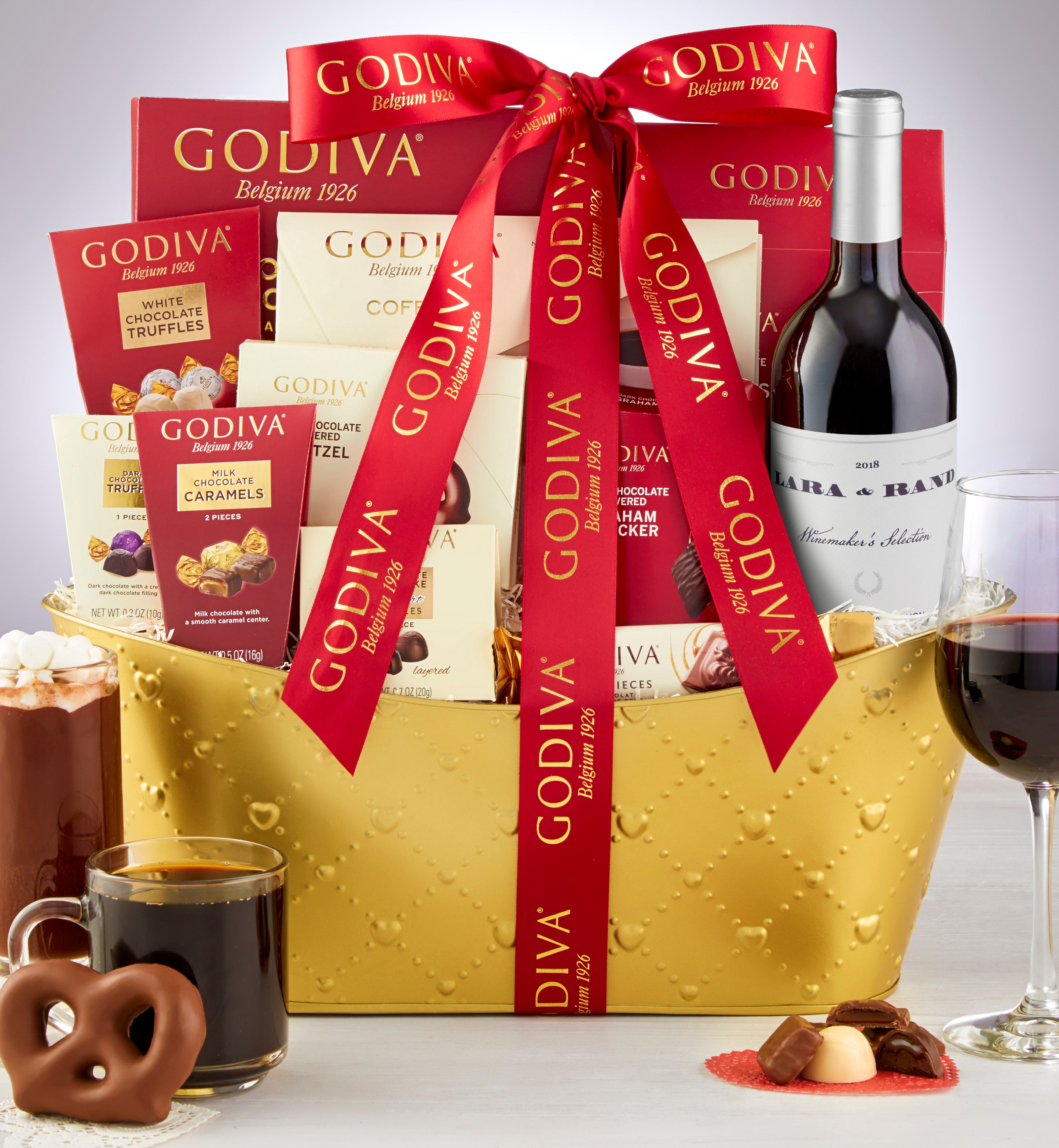 Godiva Gift Basket With Wine
