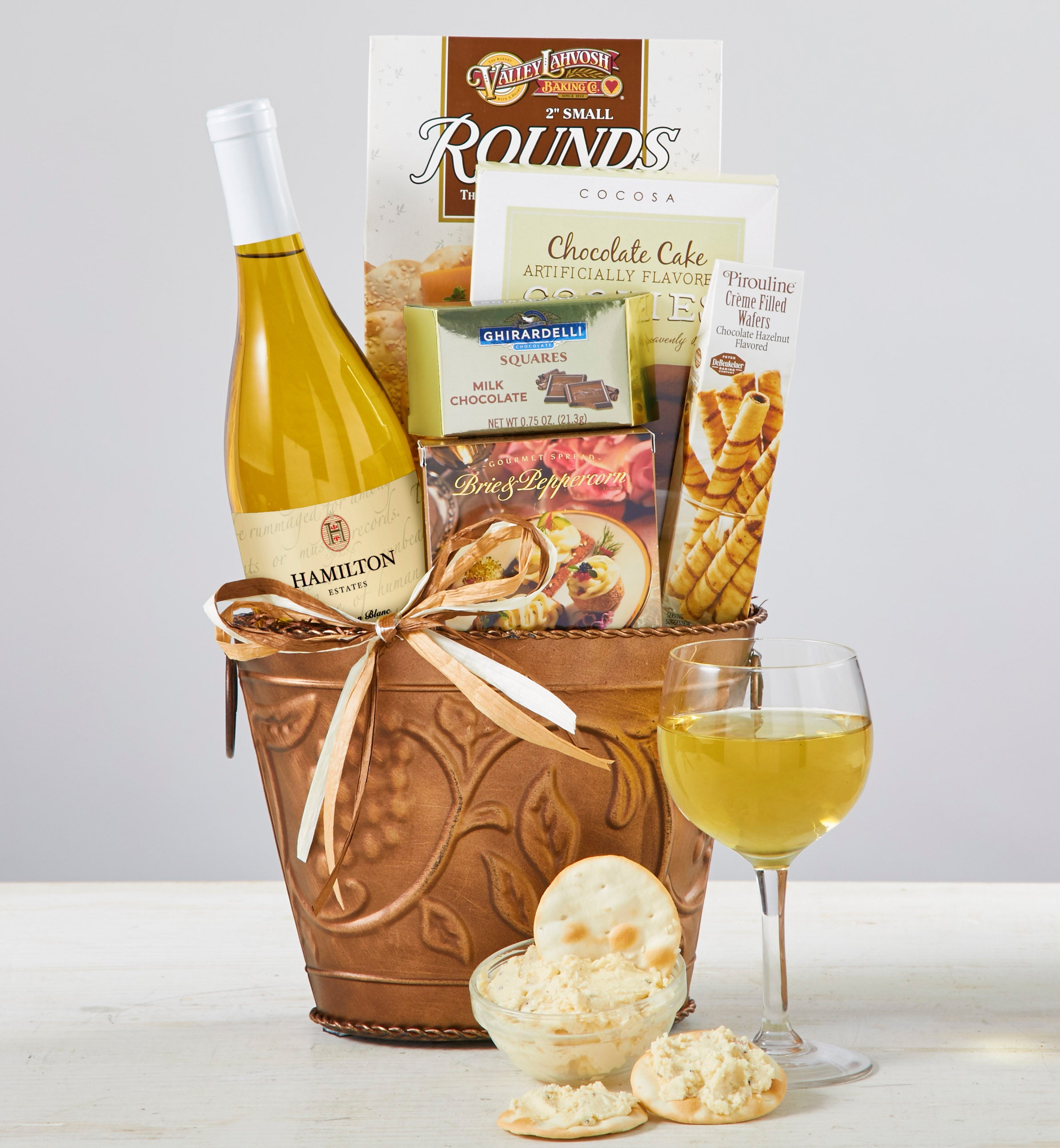 Grapevine White Wine & Cheese Gift Basket