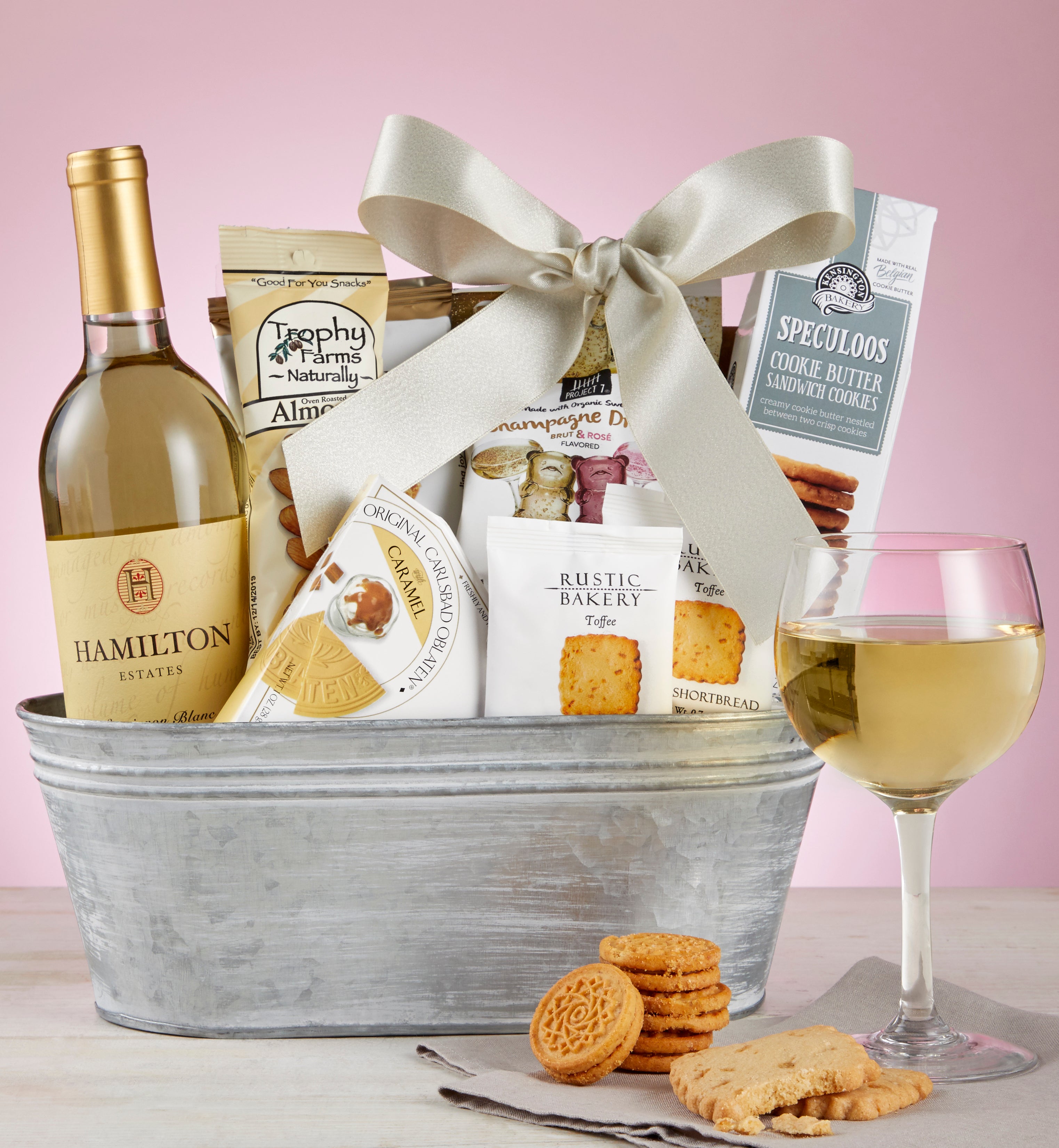 Delightful White Wine Gift Basket