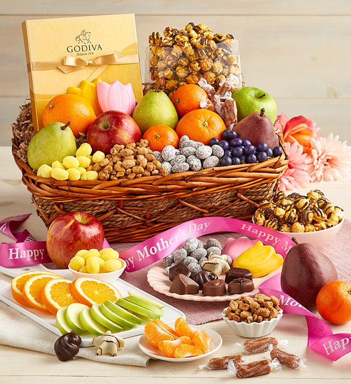 Mother's Day Godiva, Fruit, & Sweets Gift Basket