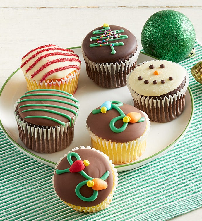 Belgian Chocolate Holiday Dipped Cupcakes Set of 12