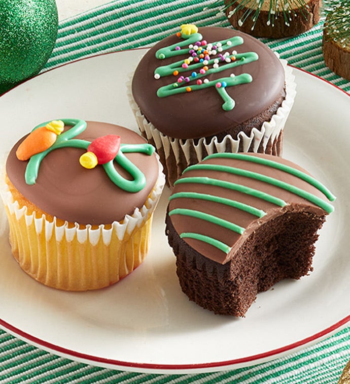 Belgian Chocolate Holiday Dipped Cupcakes Set of 12