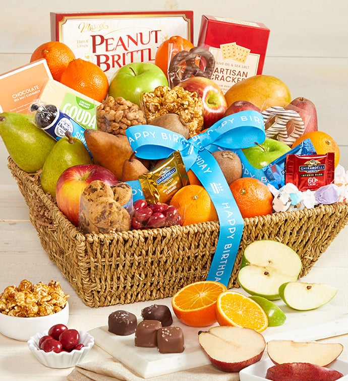 Happy Birthday Fruit & Sweets Gift Basket Grande
