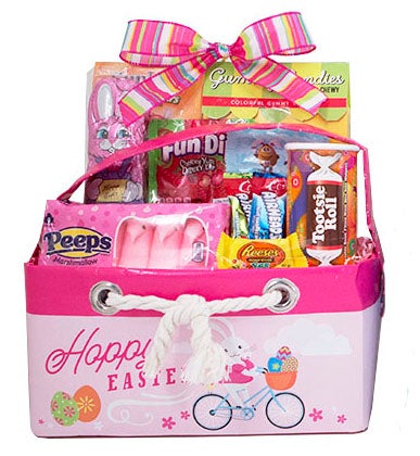 Fabric Easter Rope Tote   Pink