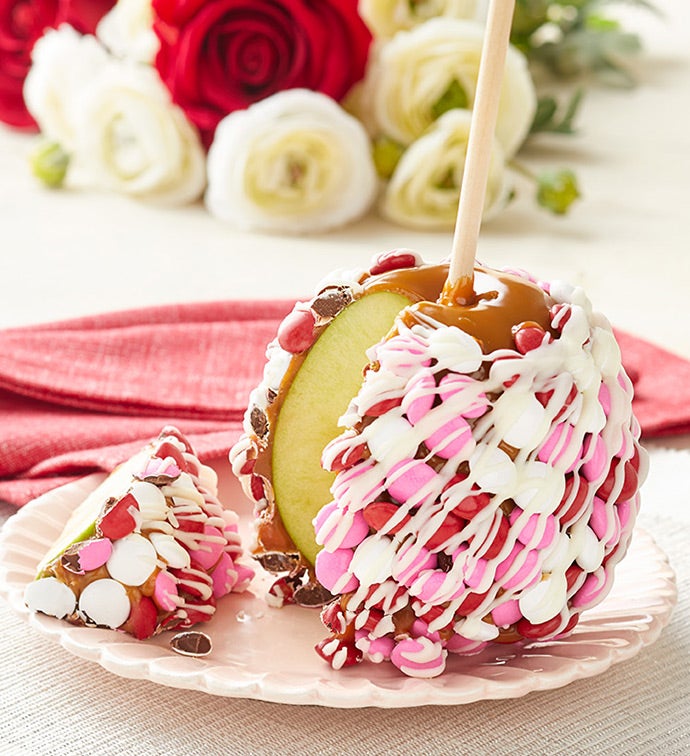 Valentine's Day Caramel Apple with Candies