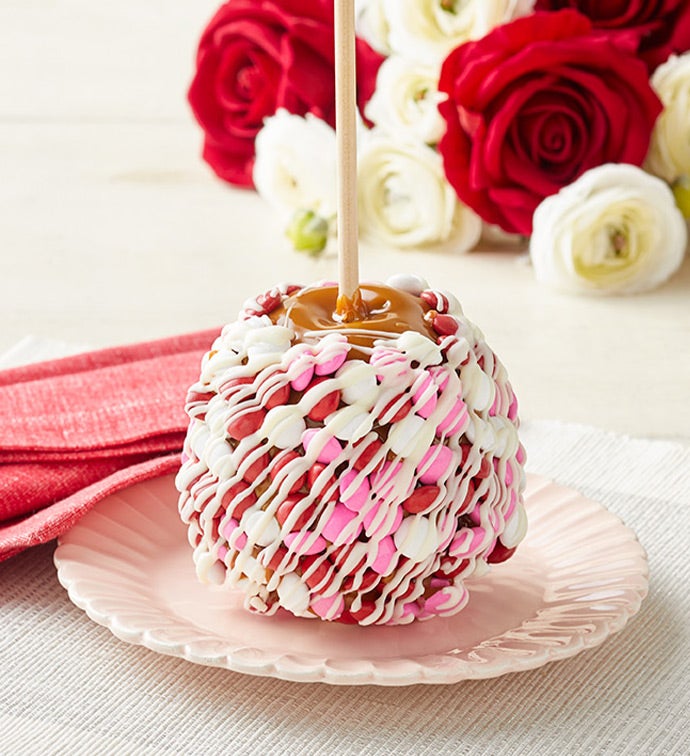 Valentine's Day Caramel Apple with Candies