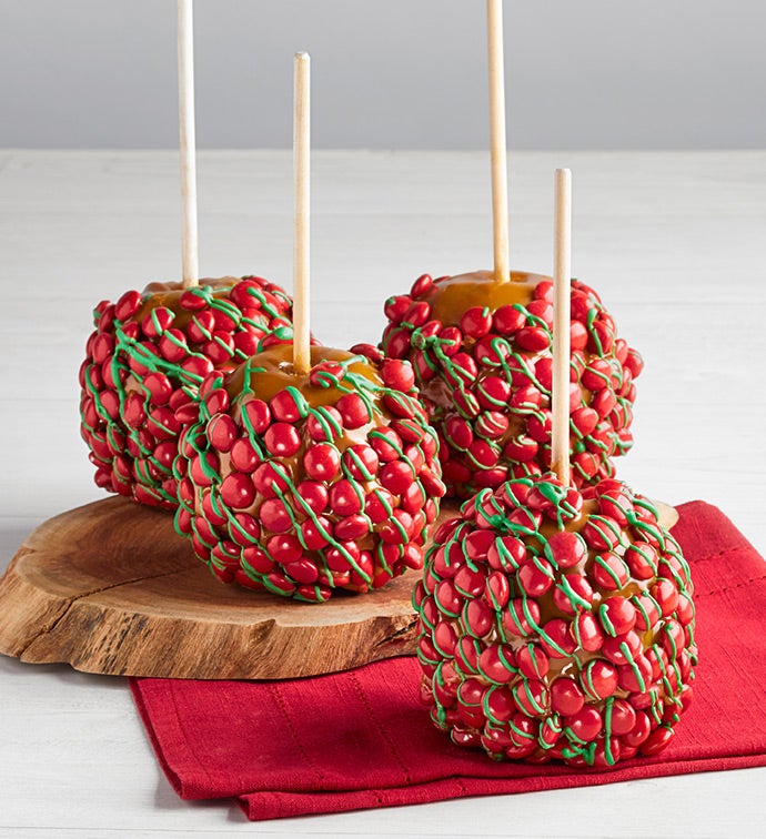 Christmas Caramel Apple with Chocolate Candies